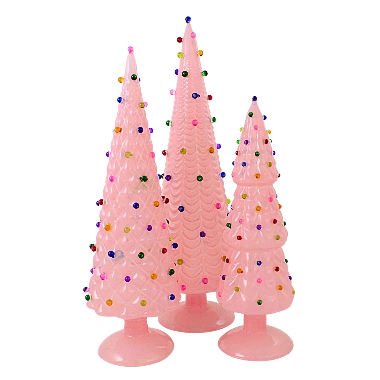 Cody Foster 14.5 Inch Bauble Tree Large Pink Set Christmas Decorative Tree Set , Lightweight Christmas Decor Decorative Glass Trees